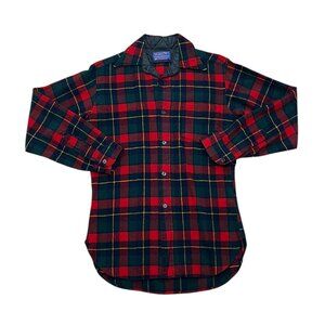 Men’s Vintage Pendleton flannel green/red wool 1 pocket 1960s